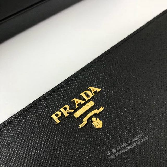 prada錢包 普拉達經典款大號單拉鏈錢包 1M1188 Prada黑色男士長錢包  pyd2421